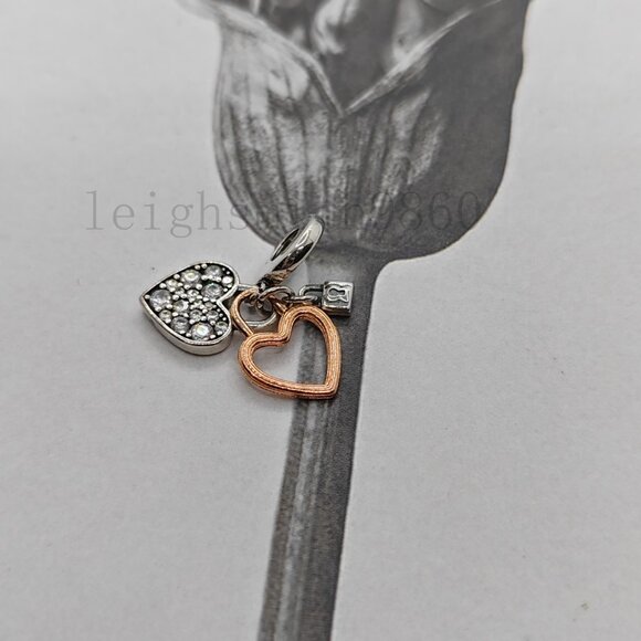 Pandora Heart Padlock Double Dangle Charm - Picture 2 of 6